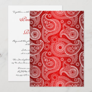 Red Shimmer Satin & Paisley Einladung zur Hochzeit