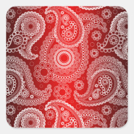 Red Shimmer Satin White Lace Paisley Stickers