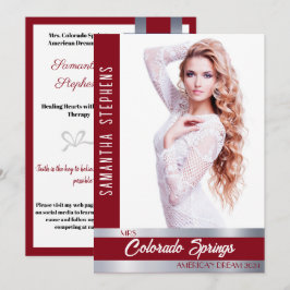 Red Shine Autograph Card for Pageants Einladung