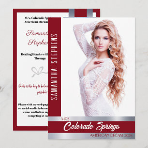 Red Shine Autograph Card for Pageants Einladung