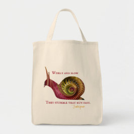 Red Shiny Fraktal Snail mit Shakespeare Quote Tragetasche