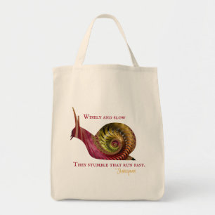Red Shiny Fraktal Snail mit Shakespeare Quote Tragetasche