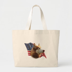 Red Siberian Husky Flag Jumbo Stoffbeutel