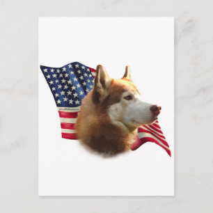 Red Siberian Husky Flag Postkarte
