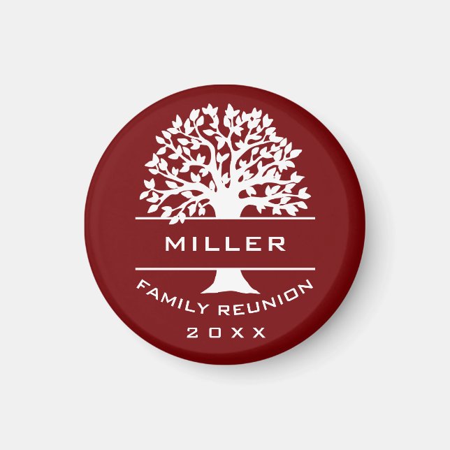 Red Silhouette Tree Family Wiedersehen Souvenir Ge Magnet (Vorne)