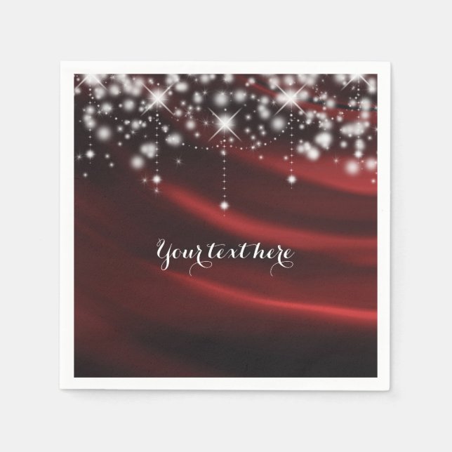 Red Silk & Sparkle Glam Hollywood Party Serviette (Vorderseite)