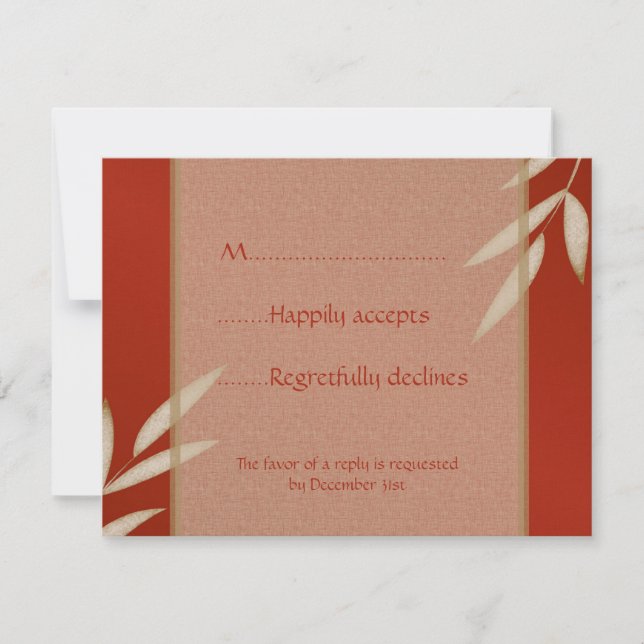 Red Silk Wedding RSVP Card Karte (Vorderseite)