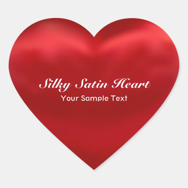 Red Silky Satin Heart Herz-Aufkleber (Vorderseite)