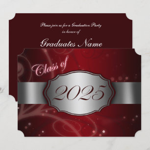 Red & Silver 2025 Graduation Party Einladung