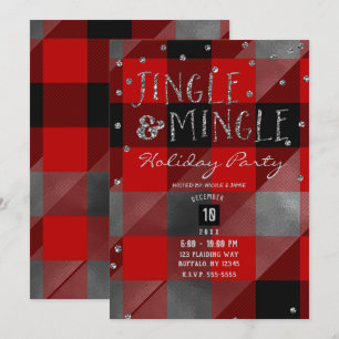Red Silver Buffalo Kariert Jingle & Mingle Einladung