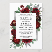 Red Silver Country Burgund Rose Engagement Party