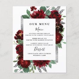 Red & Silver Country Burgund Rose Hochzeitsmenüs