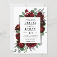Red & Silver Country Burgund Rose Winter Wedding