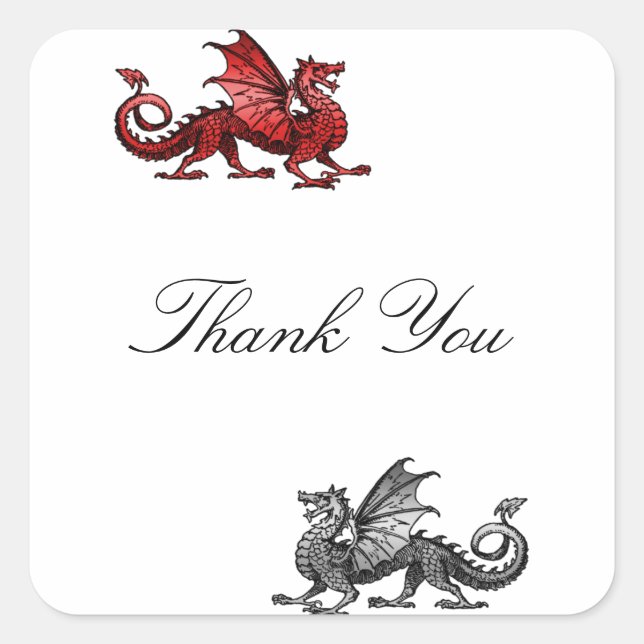 Red Silver Dragon Danke Stickers (Vorderseite)