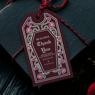 Red Silver Gothic Coffin Rose Hochzeit Vielen Dank Geschenkanhänger