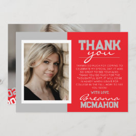 Red & Silver Grau Moderner Abschluss Danke Karte