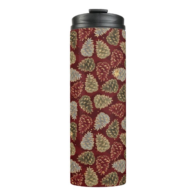 RED SILVER GREEN HOLIDAY WINTER ACORNS THERMOSBECHER (Vorderseite)