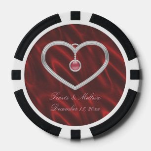 Red Silver Heft 3Your Name Gastgeschenke Hochzeite Pokerchips