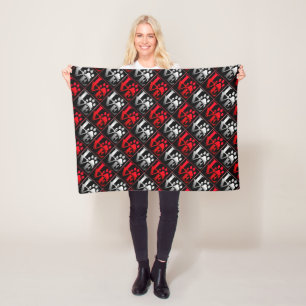 Red & Silver Liebe Paws Muster Klein Fleecedecke