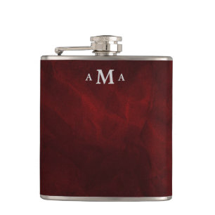 Red Silver Monogram Flachmann