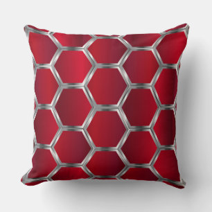 Red & Silver Octagons-Muster Kissen