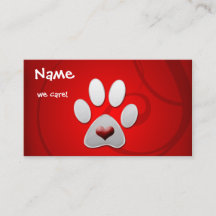 Red Silver Paw Heart Pet