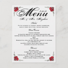 Red Silver Rose Wedding Dinner Menu Thank you Note Postkarte