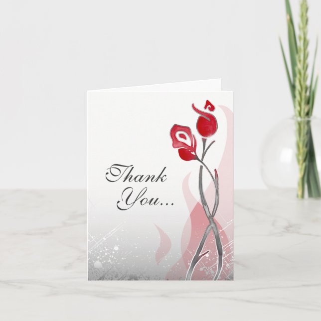 Red Silver Roses Fire & Ice Custom Merci Cartes (Devant)