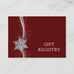 Red Silver Snowflakes Hochzeitsgeschenk Registrier Begleitkarte