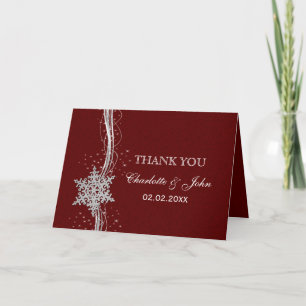 Red Silver Snowflakes Winterhochzeit Danke