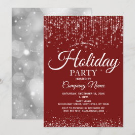 Red Silver String Lights Corporate Holiday Party Einladung