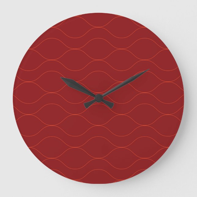 Red, simple, elegant, cool wave abstraction art große wanduhr (Vorderseite)