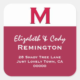 RED Simple Monogram M oder Any Initial V10 Quadratischer Aufkleber