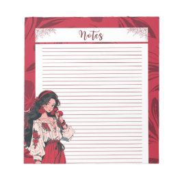 Red Simple Niedlich Anime Boho Notepad Notizblock