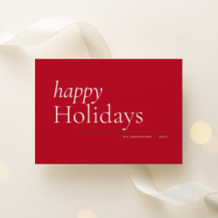 Red Simple Serif Happy Holiday Feiertagskarte