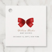 Red Simple Watercolor Bow Baby Dusche
