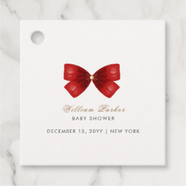 Red Simple Watercolor Bow Baby Dusche Geschenkanhänger