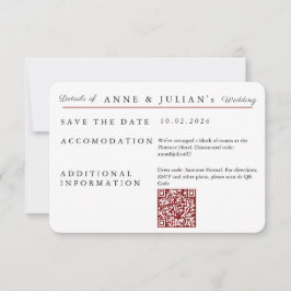 Red Simple Wedding Invitation Details Card RSVP Karte