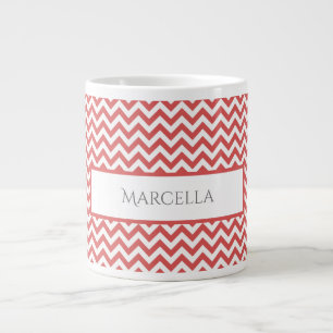 Red Simple Zickzack Personalisiert Riesenkaffee Ta Jumbo-Tasse