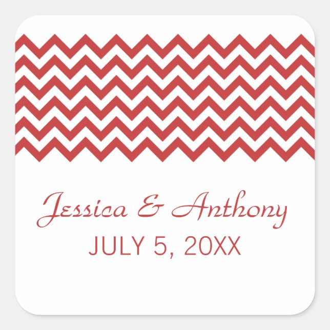 Red Simple Zickzack Wedding Stickers (Vorderseite)