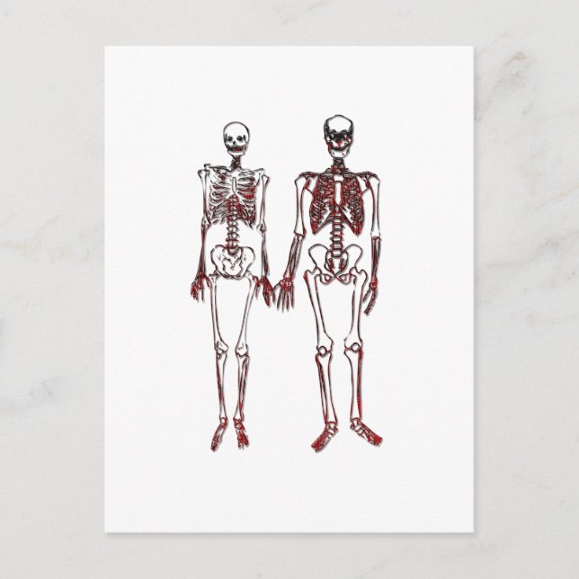 Red Skeleton Couple Postkarte (Vorderseite)