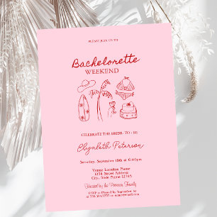 Red Sketch Bikinis & Martinis Einladung