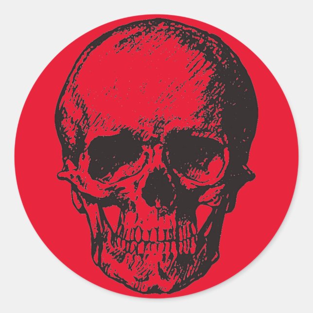 Red Skull Fantasy Art Rock Punk Heavy Metal Runder Aufkleber (Vorderseite)