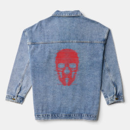 Red Skull Glitch Art Jeansjacke