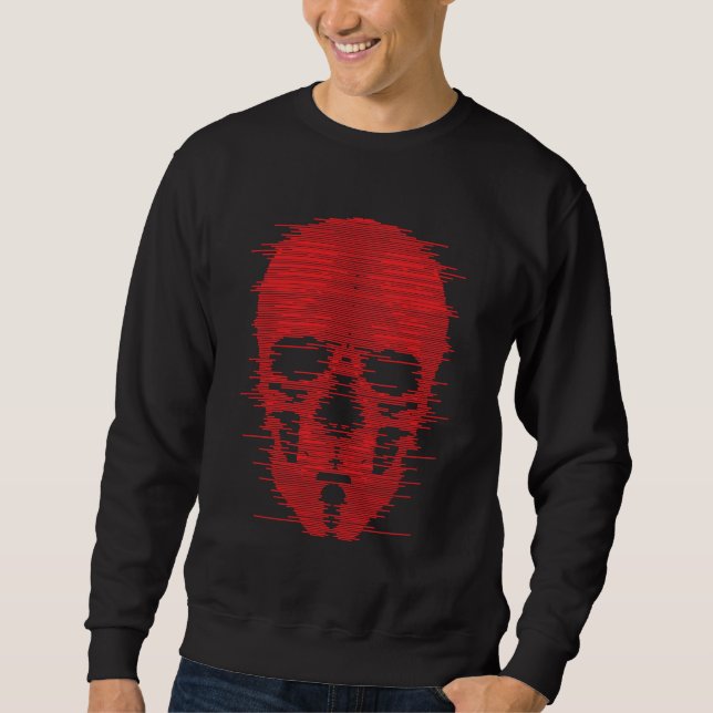 Red Skull Glitch Art Sweatshirt (Vorderseite)
