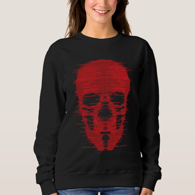 Red Skull Glitch Art Sweatshirt (Vorderseite)