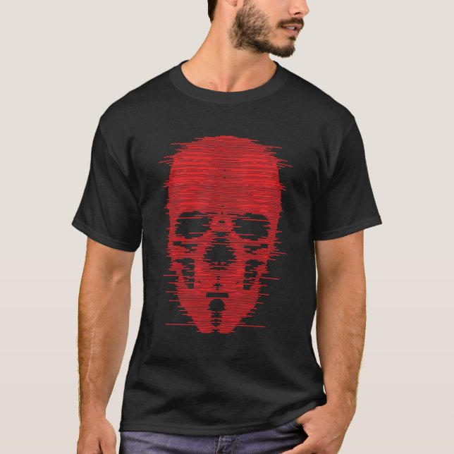 Red Skull Glitch Art T-Shirt (Vorderseite)