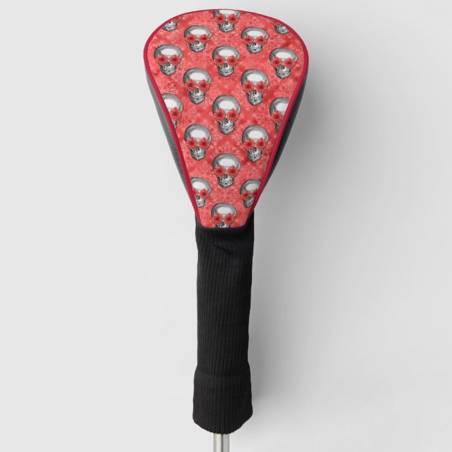 Red Skulls and Sunflower Series Design 13 Golf Headcover (Vorderseite)
