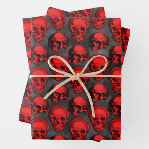 Red Skulls and Sunflower Series Design 1 Geschenkpapier Set