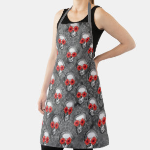 Red Skulls and Sunflower Series Design 3 Schürze